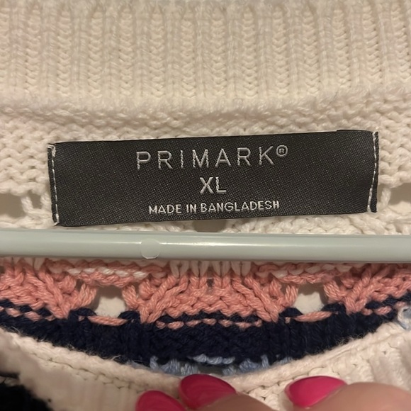 Primark size XL cotton acrylic cardigan sweater blue & pink gender reveal NWOT - Picture 5 of 7